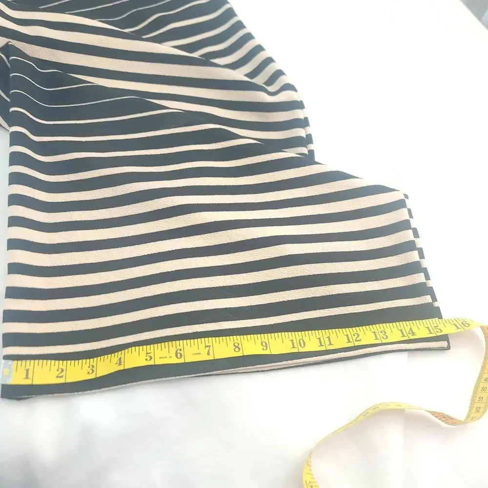 Brat Star Black Tan Horizontal Stripes Stretch Knit Size Medium A-line Dress